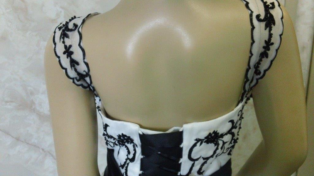 ivory and black flower girl dress